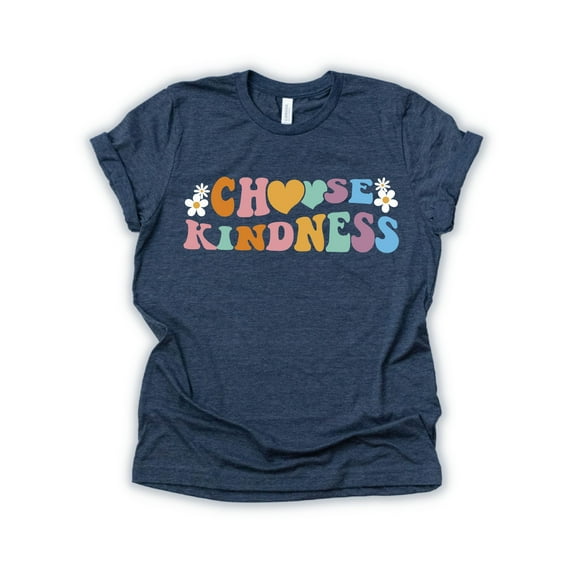 Kindness Shirts for Women, Teacher Shirt, Graphic Tee, Be Kind T shirt - Heather Navy