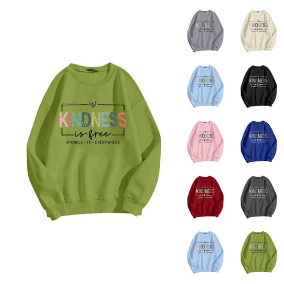 Kindness Sweatshirts for Men Women 2025 Long Sleeve Crewneck Kindness Graphic Sweatshirt Pullover Tops