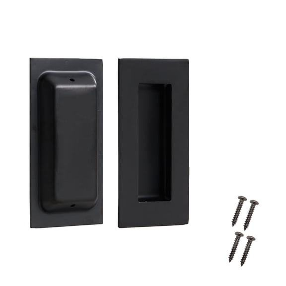 Kindoodos 4 inch Recessed Finger Flush Pull Door Handles, Black, 2 Pack