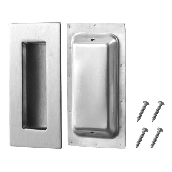 Kindoodos 4 inch Recessed Finger Flush Pull Door Handles, Brushed Silver, 2 Pack