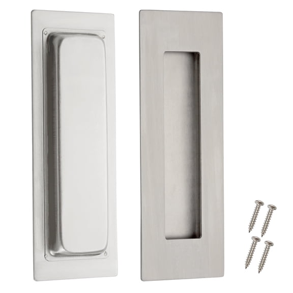 Kindoodos 6 inch Recessed Door Pull Handle, Finger Flush Pull, Brushed, 2 Pack