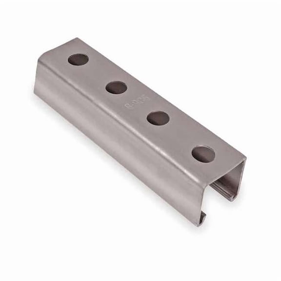 Single Channel Strut, Punched, Steel, Electroplated, 9/16 in Hole Size, Silver B 905 20 EG
