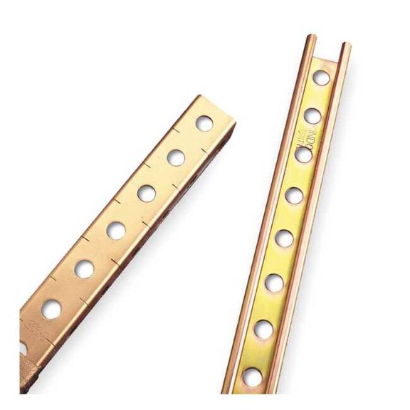 Single Channel Strut, Punched, Steel, Electroplated, 9/16 in Hole Size, Gold