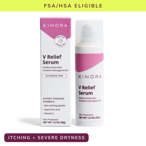 Kindra V Serum - Sensitive Skin Vaginal Vulva Moisturizer Cream Supports Dryness, Burning, Discomfort, Itching - Hormone Free - Up to 60 Applications