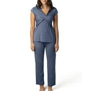 KINDRED BRAVELY Davy Maternity Pajamas & Postpartum Lounge Sets for Women, Short Sleeve Nursing Pajamas (Slate Blue, Small)