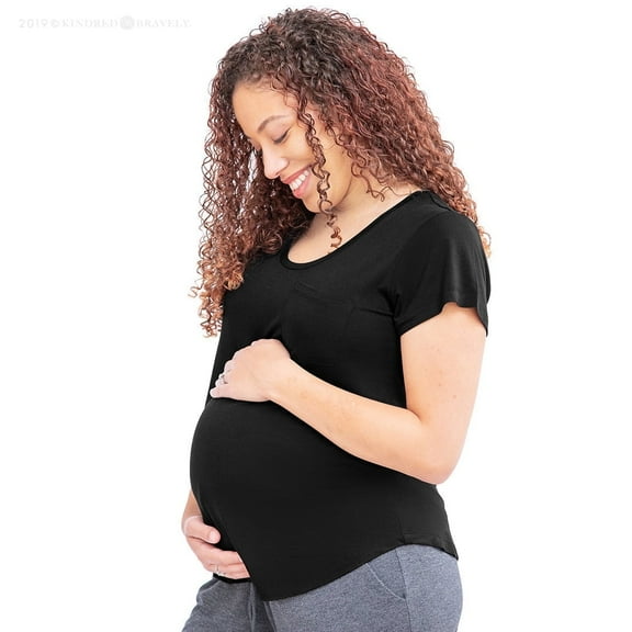 Kindred Bravely Everyday Maternity & Nursing T-Shirt | Maternity & Nursing Tops for Breastfeeding (Black, Small)