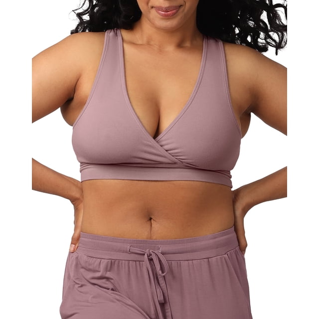 Kindred Bravely French Terry Nursing Bra for Breastfeeding and Sleep, Racerback Crossover, Soft and Stretchy Maternity Bra (Twilight, Small)