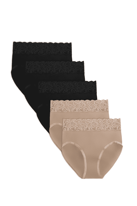 High Waist Maternity Underwear for Women and Postpartum Underwear 5 Pack (Large, Neutrals)