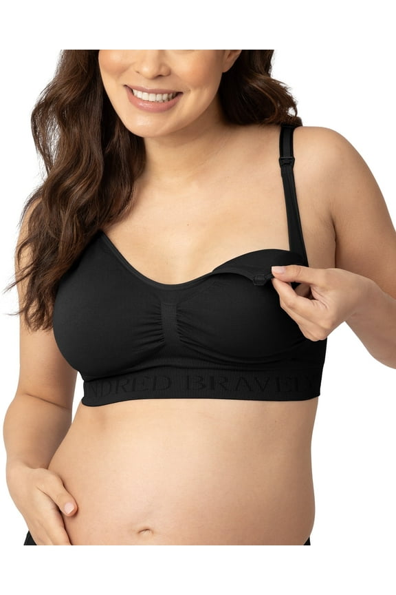 Sublime Busty Seamless Nursing Bra for F,G,H,I Cup | Wireless Maternity & Postpartum Bra (Black, Small Busty)