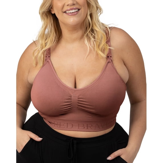 Kindred Bravely Sublime Busty Seamless Nursing Bra for F,G,H,I Cup | Wireless Maternity & Postpartum Bra (Redwood, 2X Busty)