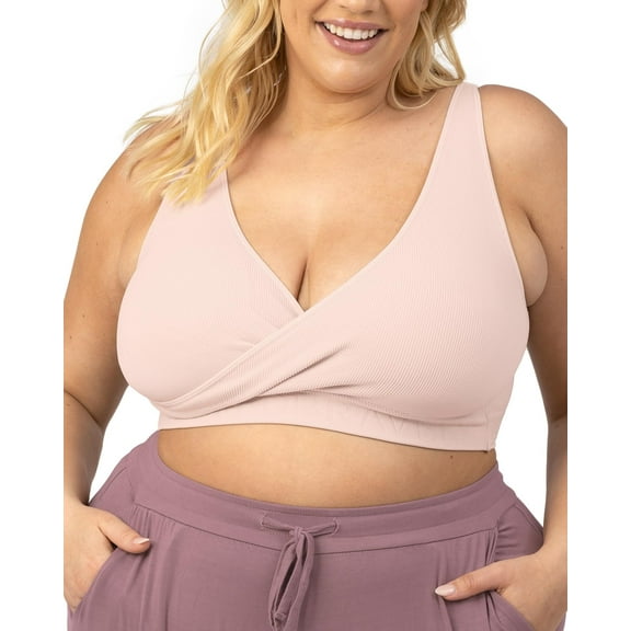 Kindred Bravely Sublime Adjustable Crossover Busty Nursing Bra | Wireless Maternity Bra for F, G, H, I Cups (Soft Pink, X-Large-Busty)