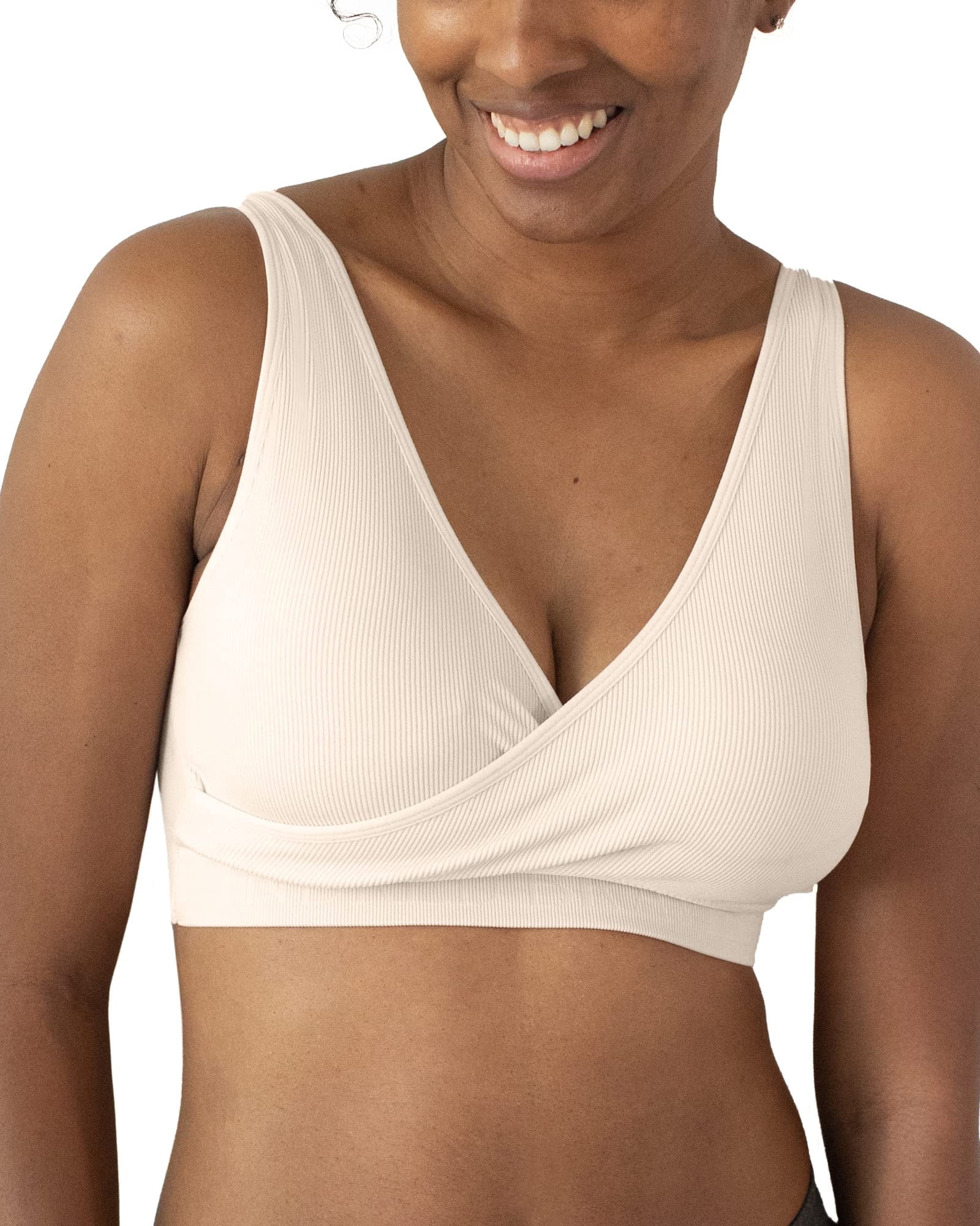 Kindred Bravely Sublime Adjustable Crossover Nursing Bra for Breastfeeding | Wireless Maternity Bra (Stone, X-Large)