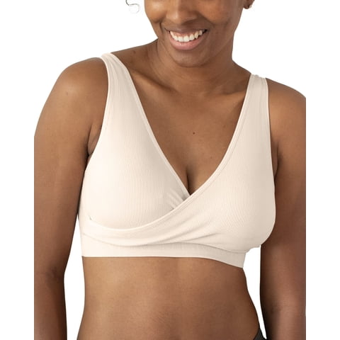 Sublime Adjustable Crossover Nursing Bra for Breastfeeding | Wireless Maternity Bra (Stone, 1X)