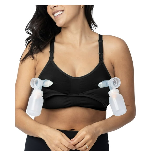 Kindred Bravely Sublime Sports Pumping Bra Hands Free | Nursing Bras for Breastfeeding and Pumping F,G,H,I Cup (Black, 2X-Busty)