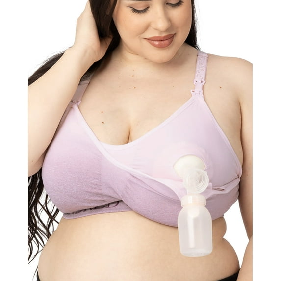 Kindred Bravely Sublime Sports Pumping Bra Hands Free | Nursing Bras for Breastfeeding and Pumping F,G,H,I Cup (Ombre Purple, Large-Busty)