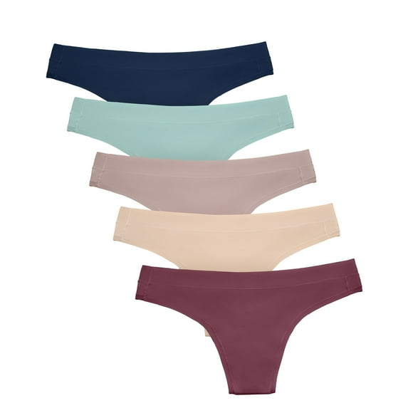 Kindred Bravely Women's Sustainable Thong Panty 5 Pack | Comfortable Maternity & Postpartum Underwear (Assorted, X-Small/Small)