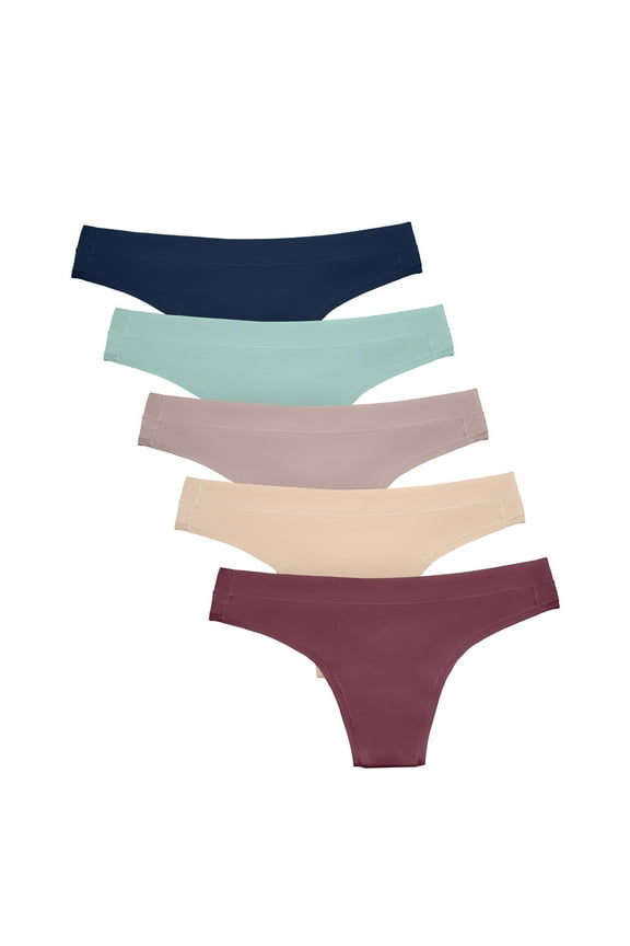 Women's Sustainable Thong Panty 5 Pack | Comfortable Maternity & Postpartum Underwear (Assorted, X-Small/Small)