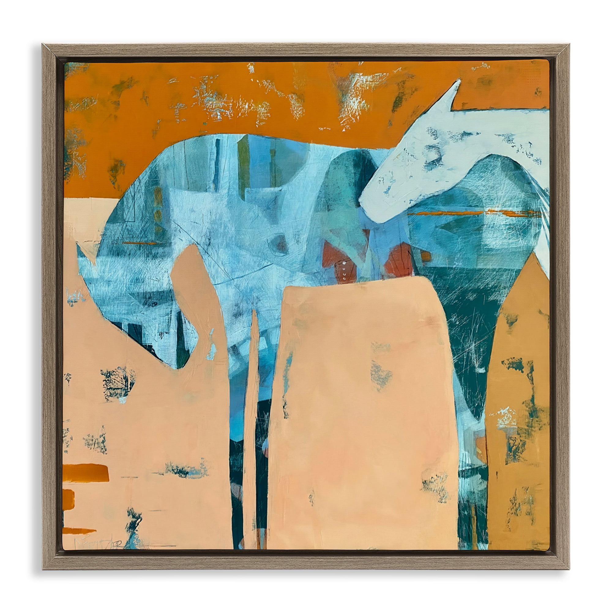 Kindred Crush Horses Brown Framed Floater Canvas Wall Art, design by Dianna Fritzler