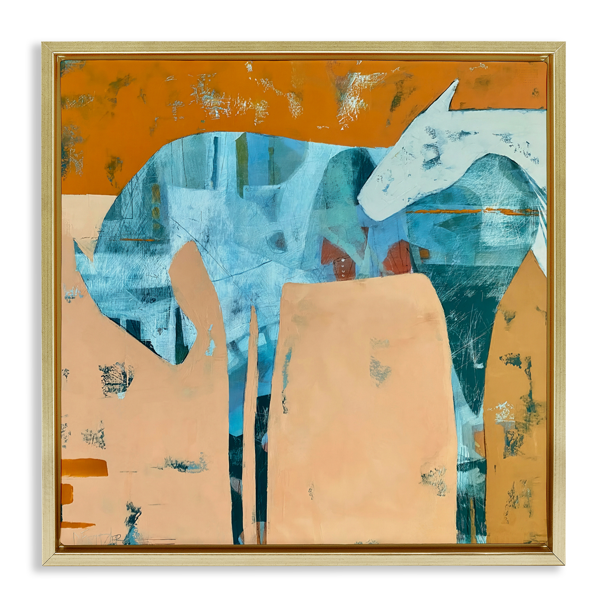 Kindred Crush Horses Gold Framed Floater Canvas Wall Art, design by Dianna Fritzler