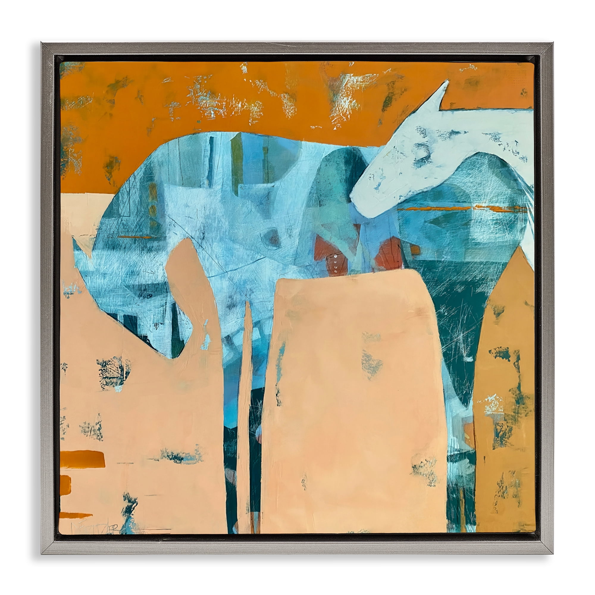 Kindred Crush Horses Gray Framed Floater Canvas Wall Art, design by Dianna Fritzler