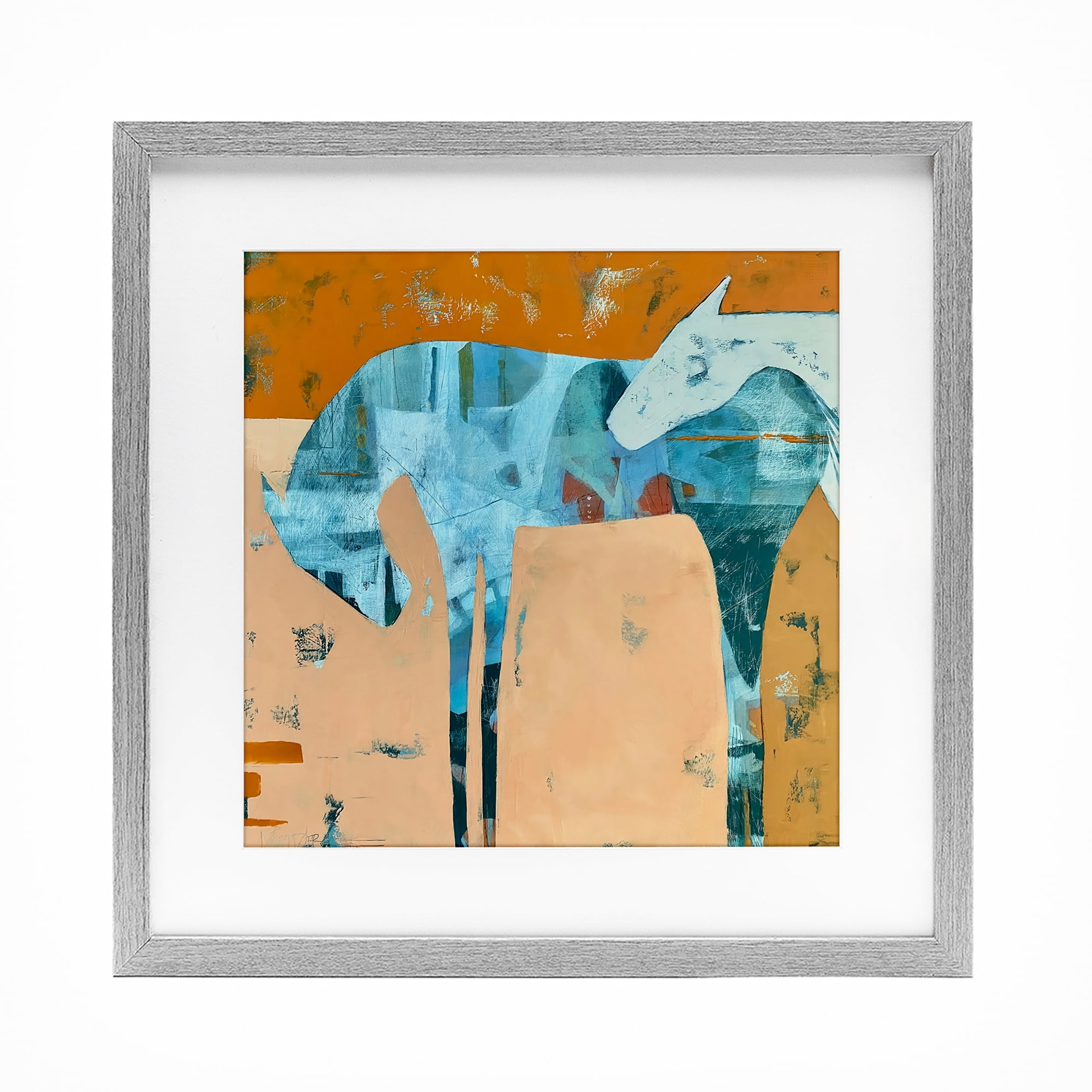 Kindred Crush Horses Gray Framed Print Under Glass, design by Dianna Fritzler