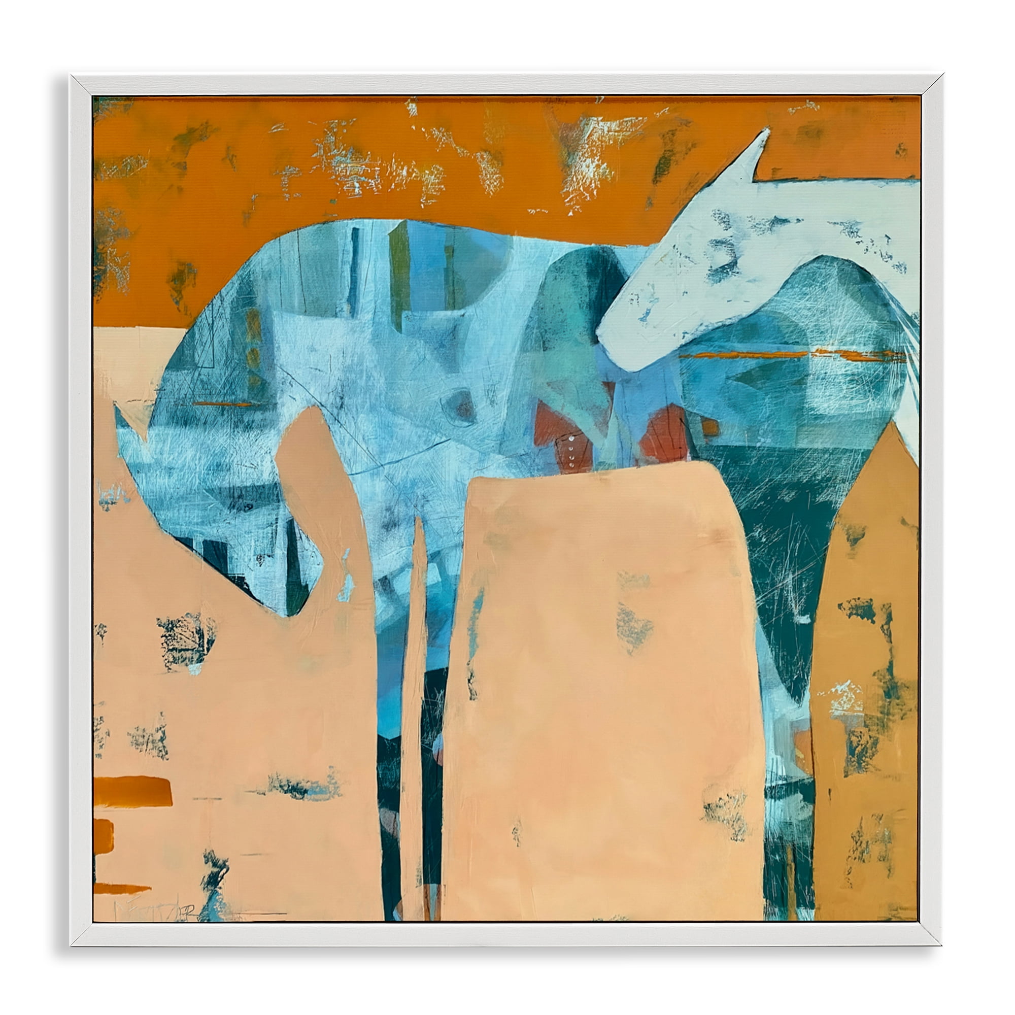 Kindred Crush Horses White Framed Giclee Art, design by Dianna Fritzler