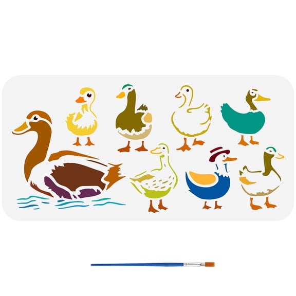 All Kinds of Ducks Painting Template with Brush 5.9x11.8inch Duck Flock Painting Template Farm Animal Painting Stencils Reusable DIY Art Craft Stencil