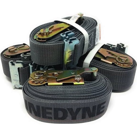 Kinedyne (641601) 2"" x 16' Logistic Cargo Ratchet Strap with E-Track Spring Fitting (4 Pack), Gray$$Tools & Hardware Other