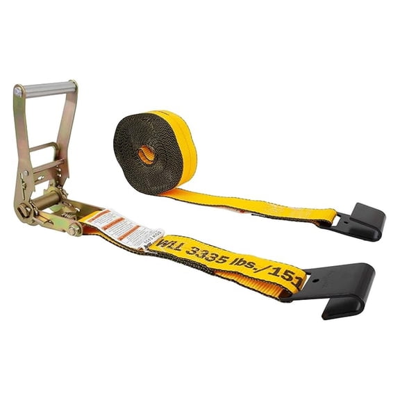 Kinedyne Ratchet Tie Down Straps 2x27ft - 2 Inch Flat Hook Straps - Heavy Duty 3335lbs WLL - Cargo Straps for Trucks, Trailers, Motorcycles, Equipment