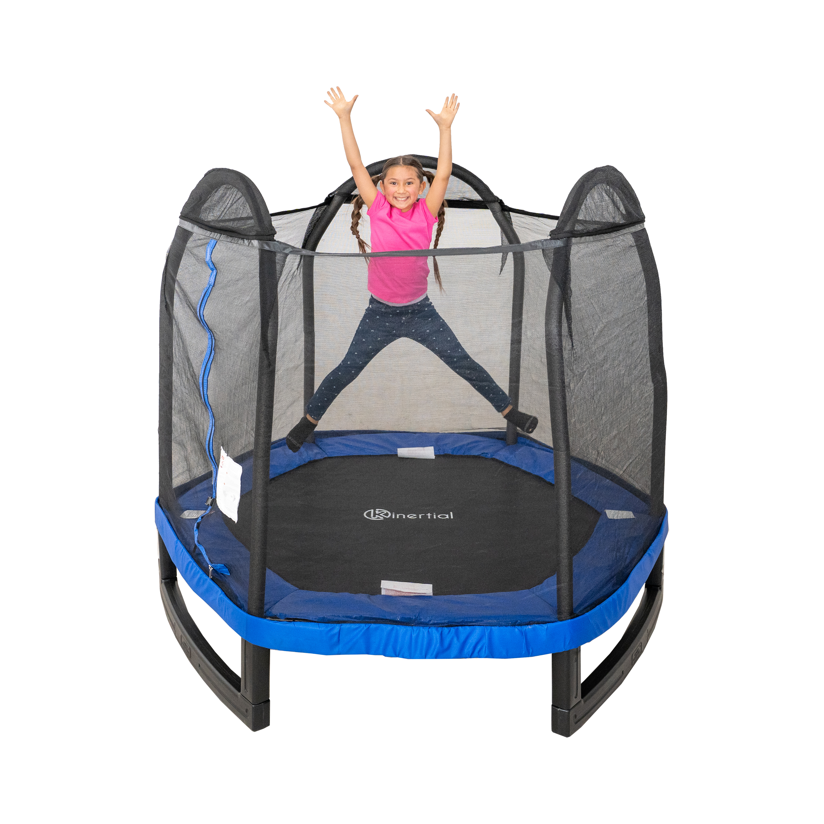 Kinertial 7 ft Hexagonal Kids Trampoline with Safety Enclosure Net (Ages 3 - 10) - image 1 of 9