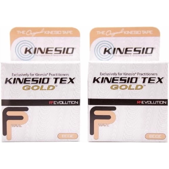 Kinesio Tex Gold FP Elastic Therapeutic Athletic Tape, 2 in. x 13 ft, Beige, 2 Pack