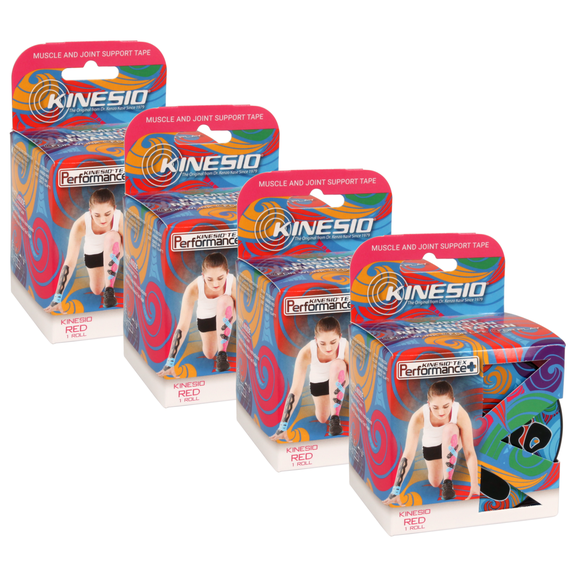 Kinesio Tex Performance+ Kinesiology Tape: 2 in. x 16.5 ft. (Logo Red) [4-pack]