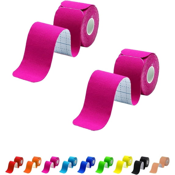 Kinesiology Tape 2 Rolls, Athletic Tape for Muscle Joints Support, 40 Strips for Knee Ankle Shoulder Back Plantar Fasciitis,Sports Wrap for Knee Elbow Wrist Back Shoulder Ankle & Neck Injury Tape