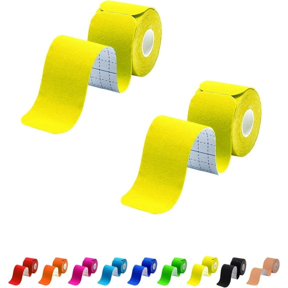 Kinesiology Tape 2 Rolls, Athletic Tape for Muscle Joints Support, 40 Strips for Knee Ankle Shoulder Back Plantar Fasciitis,Sports Wrap for Knee Elbow Wrist Back Shoulder Ankle & Neck Injury Tape