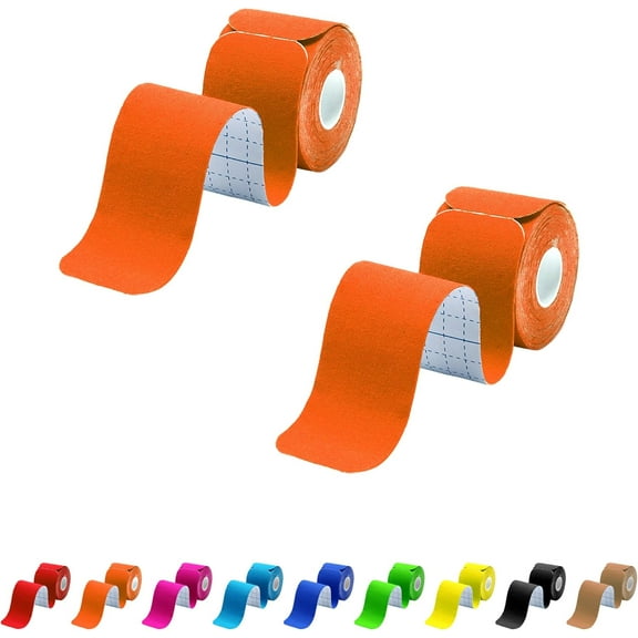 Kinesiology Tape 2 Rolls, Athletic Tape for Muscle Joints Support, 40 Strips for Knee Ankle Shoulder Back Plantar Fasciitis,Sports Wrap for Knee Elbow Wrist Back Shoulder Ankle & Neck Injury Tape