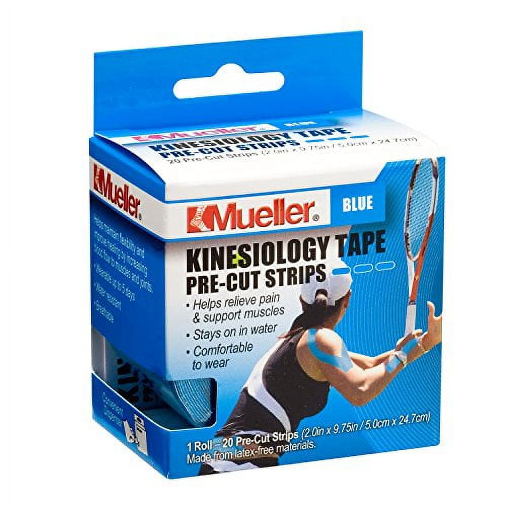 Mueller Kinesiology Tape, Precut I-Strip Roll, 20 Strips