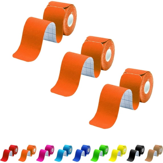 Kinesiology Tape 3 Rolls, Athletic Sports Tape for Muscle Joints Support, 60 Strips for Knee Ankle Shoulder Wrist Plantar Fasciitis, Latex Free and Water Resistant