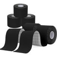 thumbnail image 1 of Kinesiology Tape 5 Rolls, Lychee Elastic Therapeutic Sports Tape for Pain Relief Shoulder, Knee, Tennis Elbow Support, Athletic Tape Waterproof, Breathable, Latex Free, 2" x 16.4 feet Per Roll (Black), 1 of 9