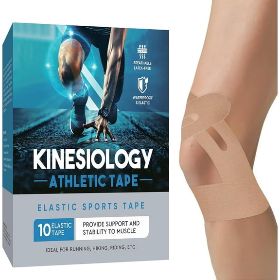 Kinesiology Tape for Knees, Waterproof & Elastic, Breathable Knee Tape, Athletic Tape Provide Support and Stability for Running, Hiking, Riding, 10 PCS