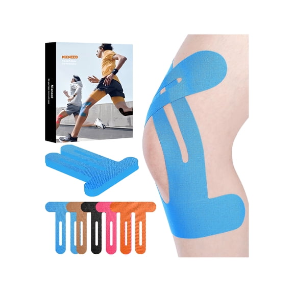Kinesiology Tape for Knees, Precut Kinesiology Tape | Waterproof and Sweatproof | Blue , 12 PCS