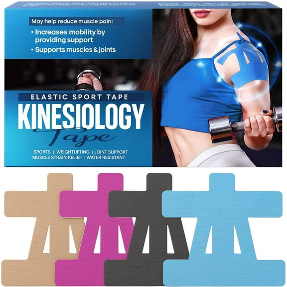 Kinesiology Tape for Shoulder, Kinesiology Tape Precut,Waterproof and Sweatproof,Provide Support and Stability to Muscle,  12PCS