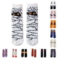 thumbnail image 1 of Kinet Halloween Fuzzy Socks For Women Men Crew Socks Pumpkin Ghost Pattern Halloween Gift Fall Winter Warm Soft Festival Party Lounging Home Socks,Orange, 1 of 4