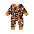 thumbnail image 1 of Kinet Infant Boys Girls Halloween Clothes One Piece Newborn Baby Pumpkin Cute Print Long Sleeve Romper Zip Up Bodysuit Outfits Set,Black,6-12 Months, 1 of 7