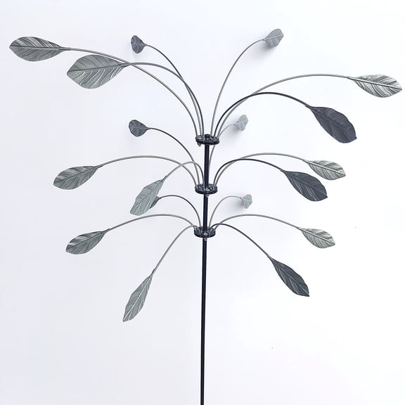 Kinetic Copper Triple Leaf Metal Windmill Garden Sculpture 39.4" Heavy-Duty Outdoor Yard Ornament with 360° Rotation Weather-Resistant Patio Decor for Landscape