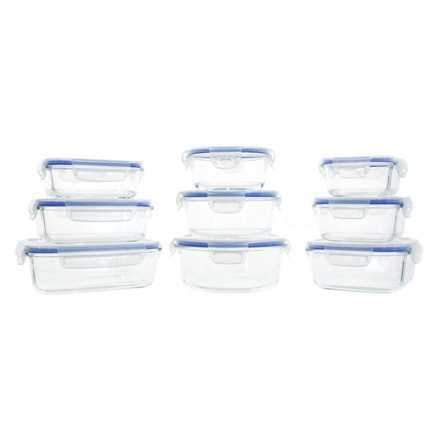 GoGreen Glassworks 18Piece Oven Safe Glass Food Storage Container Set with Vented Lid