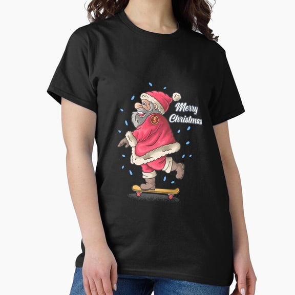 Kinetic Holiday Skateboard Rider Festive Winter Motion Graphic Unisex T-Shirt, up to size 5XL