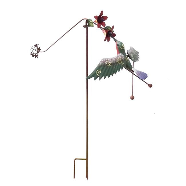 Rustic Metal Hummingbird Kinetic Garden Stake