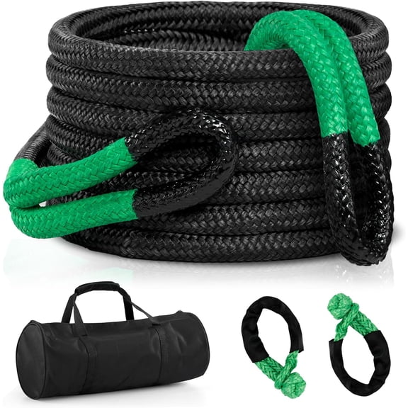 Kinetic Recovery Rope Kit w/ 2 Soft Shackles,55000Lbs, 1.26" x30ft, Heavy Duty Offroad Towing Straps Kit for Trucks SUV UTV ATV Tractor Car Jeep