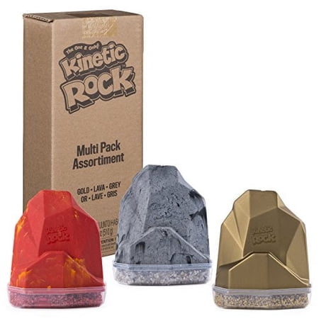 3 Pack Kinetic Rock - Rock Pack - Multipack of Red, Gold, and Grey