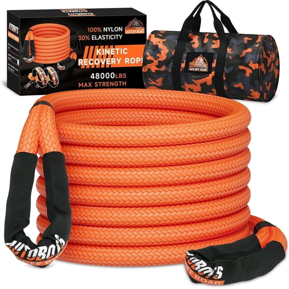Kinetic  Rope 1" x 30'(48,000lbs)  Kinetic Tow Rope for  ATV UTV SUV Offroad  Kit